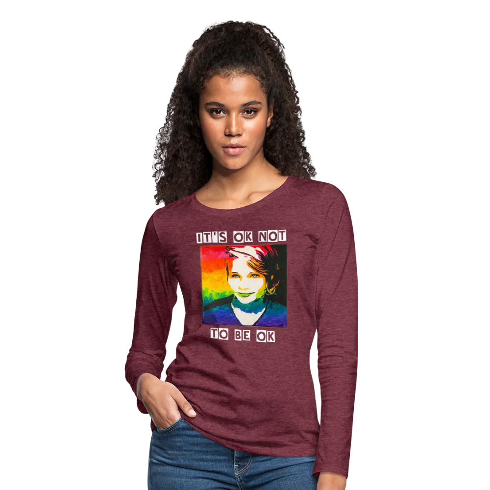 Women’s Long Sleeve  V-Neck Flowy Tee - Sage Art by Tin Crow Art