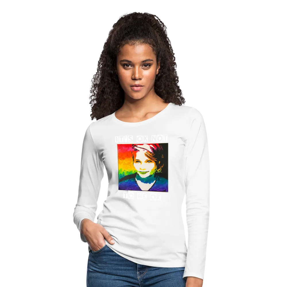 Women’s Long Sleeve  V-Neck Flowy Tee - Sage Art by Tin Crow Art