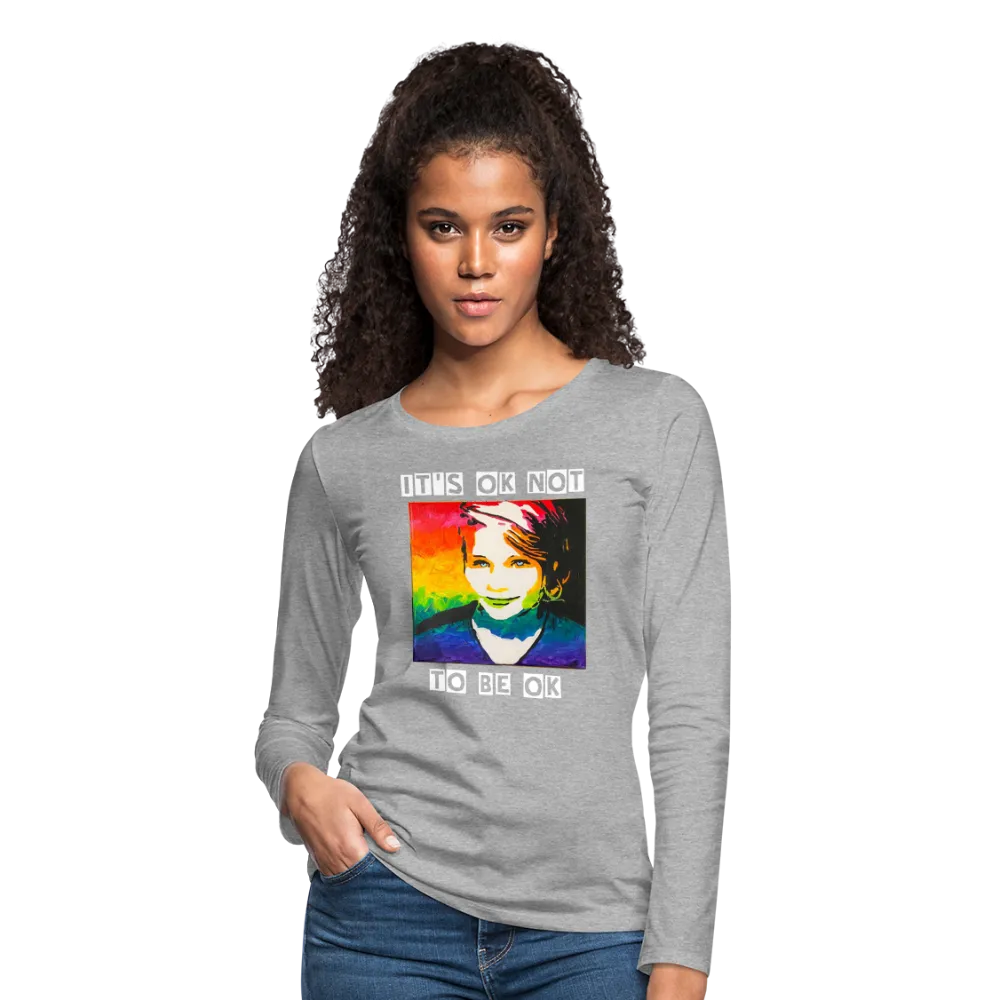 Women’s Long Sleeve  V-Neck Flowy Tee - Sage Art by Tin Crow Art