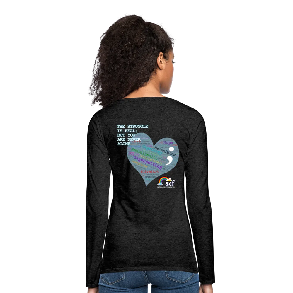 Women’s Long Sleeve  V-Neck Flowy Tee - Sage Art by Tin Crow Art