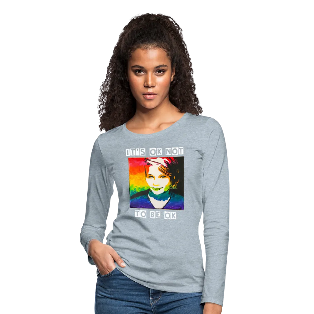 Women’s Long Sleeve  V-Neck Flowy Tee - Sage Art by Tin Crow Art