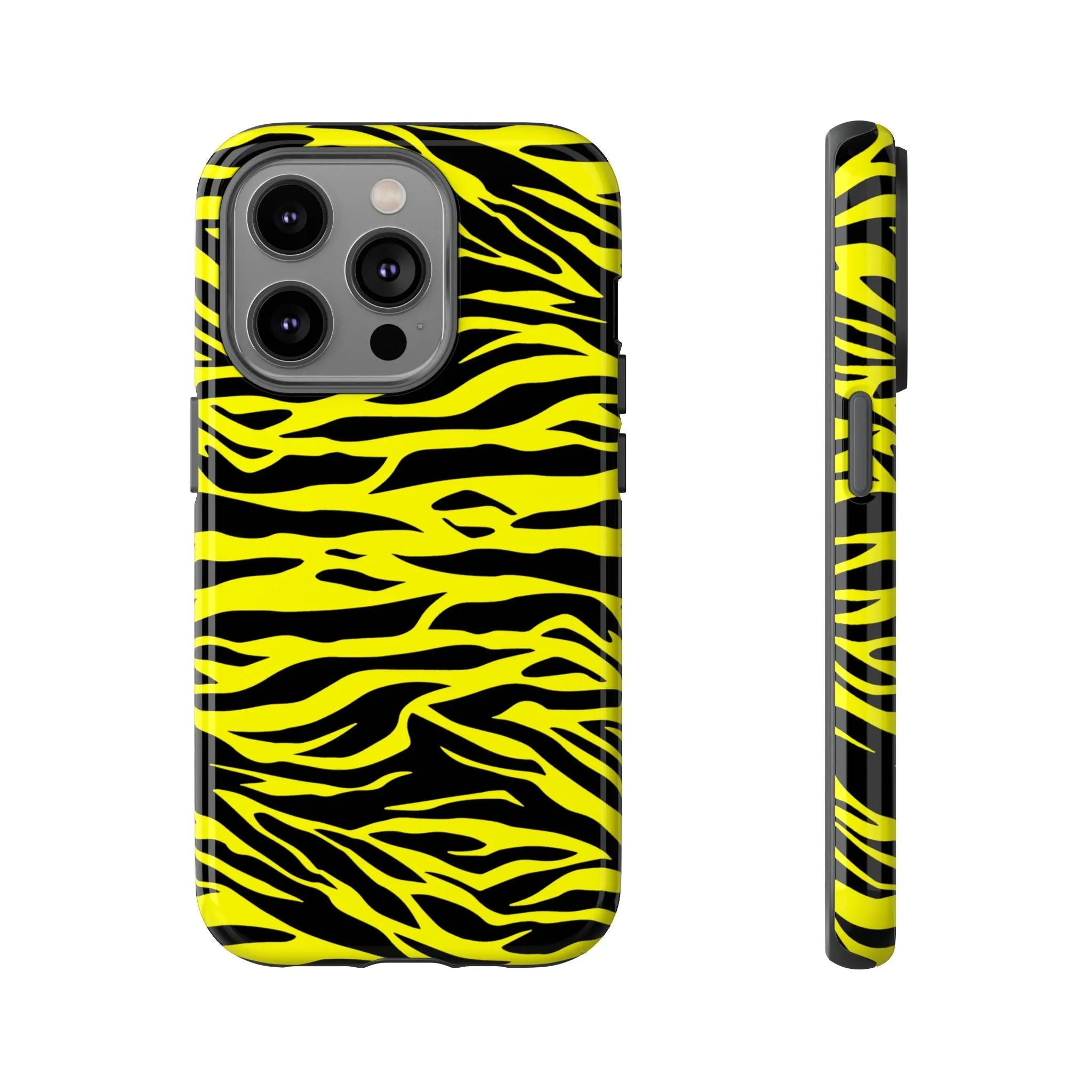 Yellow Cute Wild Tiger Print Pattern Tough Phone Case