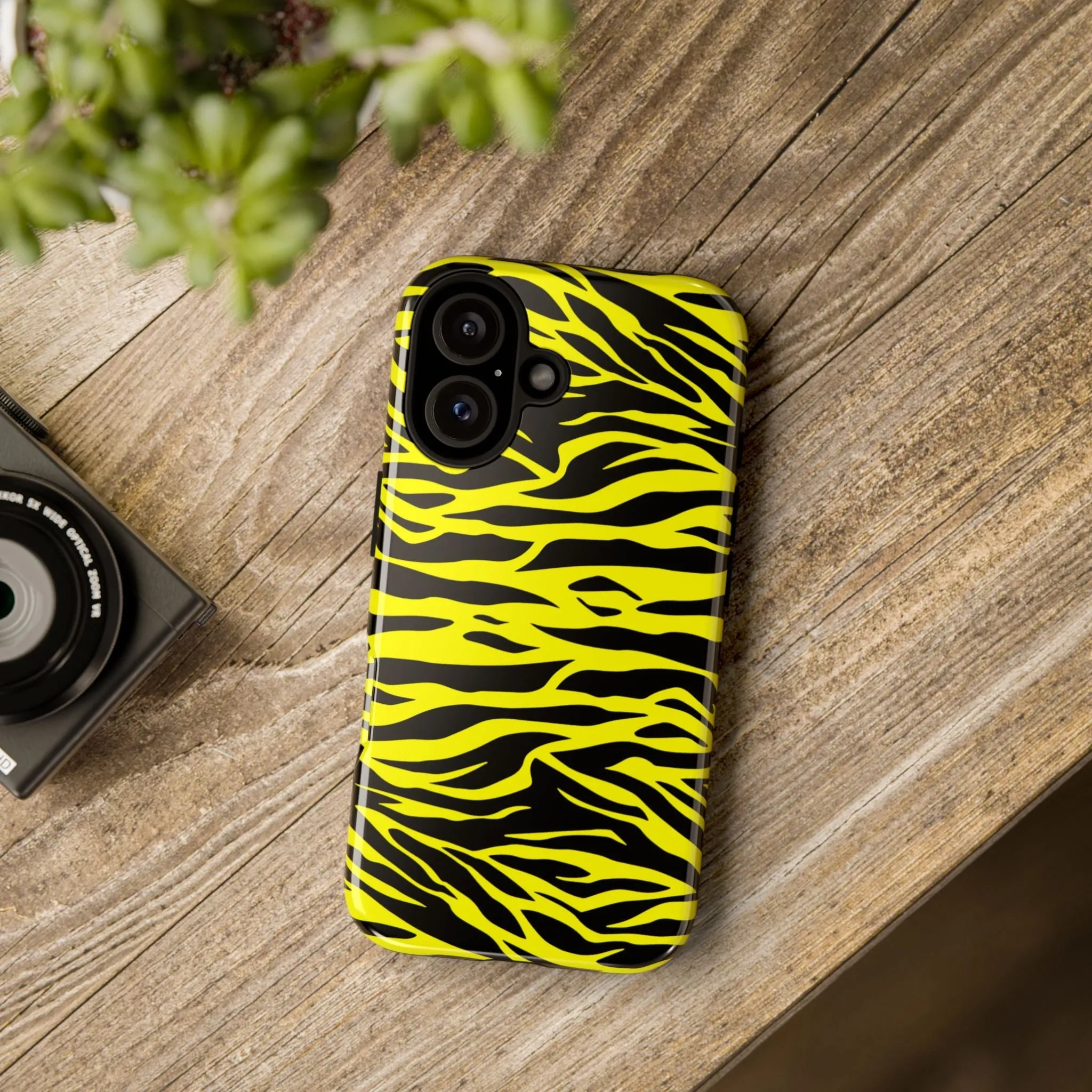 Yellow Cute Wild Tiger Print Pattern Tough Phone Case