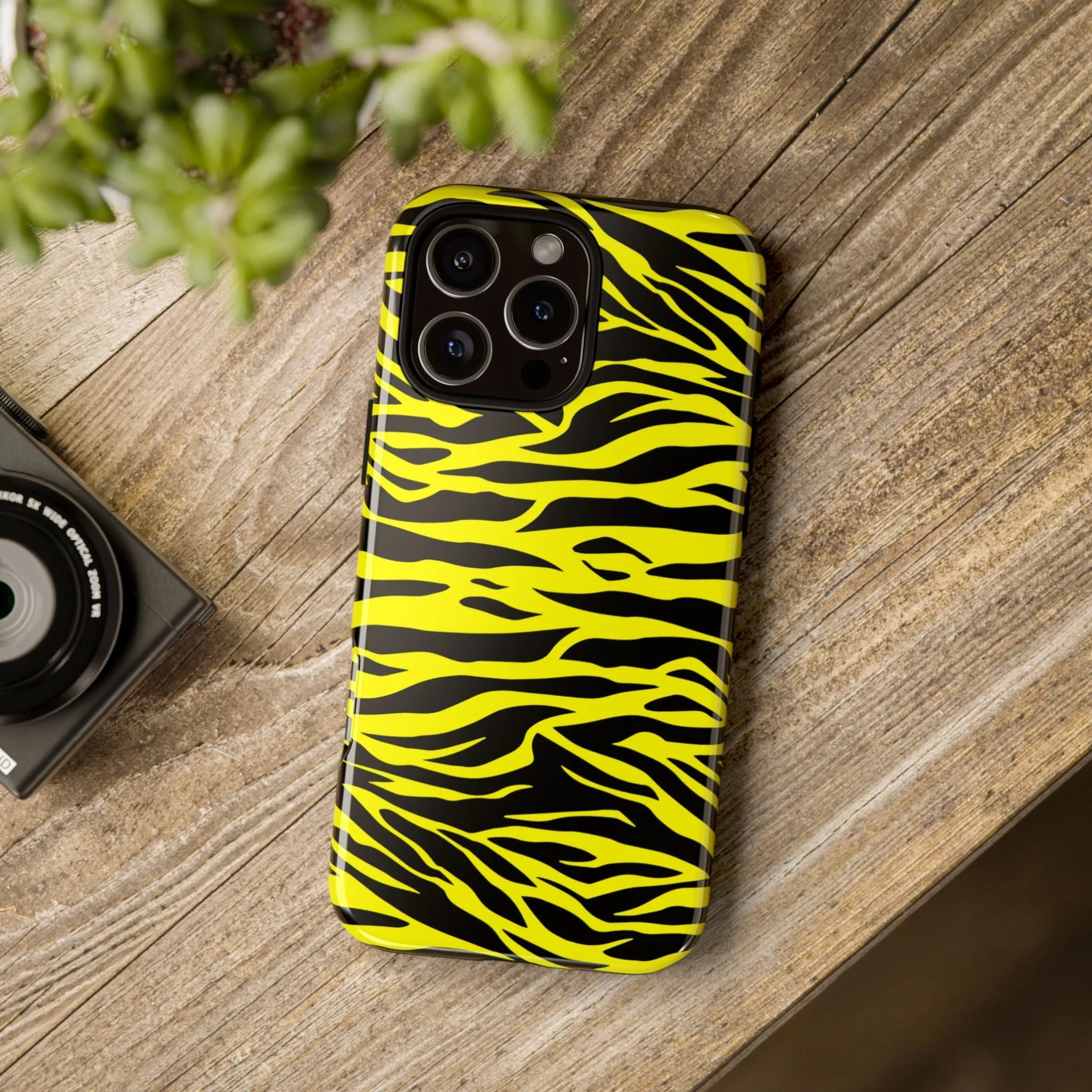 Yellow Cute Wild Tiger Print Pattern Tough Phone Case